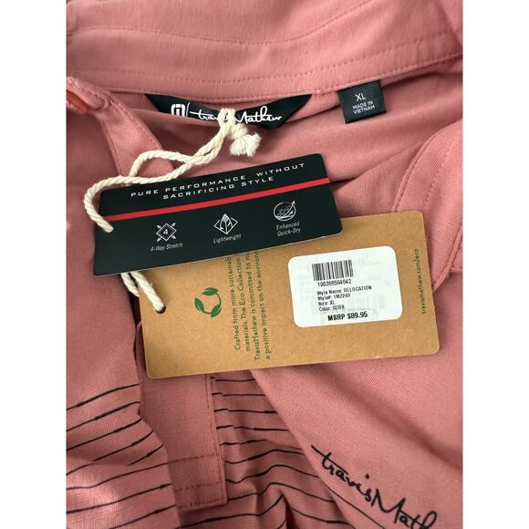 New NWT Travis Mathew Dusty Rose Relocation Polo Shirt Men's Size XL - Picture 5 of 5